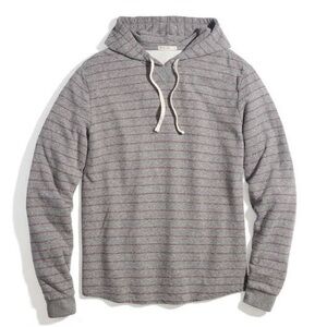 Marine Layer Double Knit Pullover Hoodie in Heather Grey/Red Stripe Men’s medium